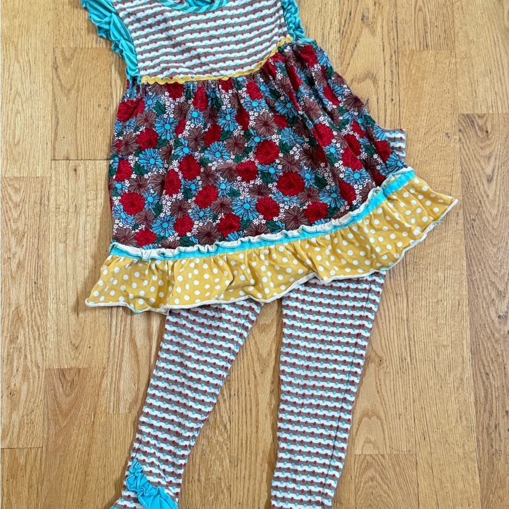 Matilda Jane Colorful Floral Dress with Striped Leggings